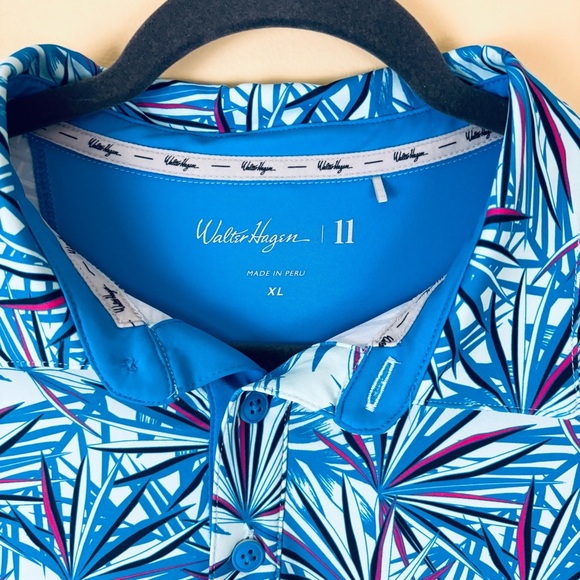 Walter Hagan Men's Perfect 11 Agave Golf Cyan Blue Athletic Polo Shirt Size XL - Picture 3 of 14